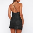 thumbnail image 5 of TXGREN Dresses for Women Women's Square Neck Bodice Dress Sequin Glitter Spaghetti Strap Sleeveless Backless Bodycon Mini Dresses Womens Summer Dresses Black+M, 5 of 7