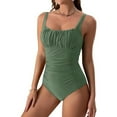 thumbnail image 2 of Sngxgn Womens Scoop Neck Cut Out Front Lace Up Back Swimsuit(Green,XL), 2 of 5