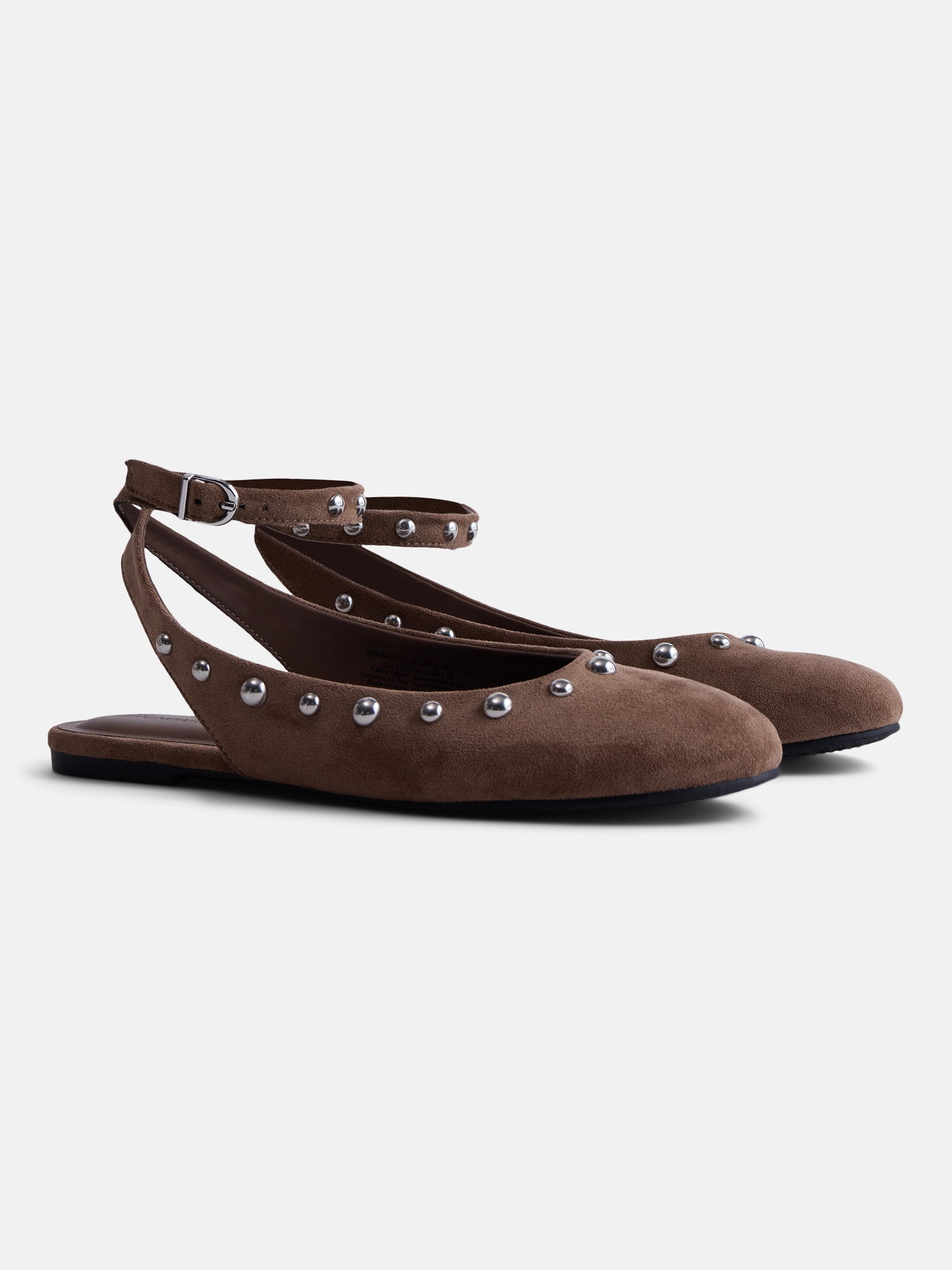 No Boundaries Women’s Faux Suede Ankle Ballet Flats