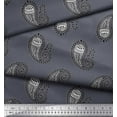 thumbnail image 2 of Soimoi Polyester Crepe Fabric Paisley Block Printed Fabric 1 Yard 52 Inch Wide, 2 of 3