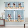 thumbnail image 5 of Puppy Beach Curtain Valances Set Summer Watercolor Dog Bag Beach Ocean Sky Kitchen Curtains 36&nbsp;inch Length Rod Pocket Valance and Tiers 3 Piece Set Small Bedroom Bathroom Laundry Decor, 5 of 9