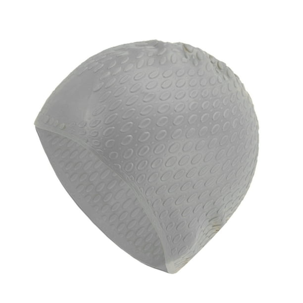 Gorro de natación de silicona impermeable con relieve único 1 Pc Gris