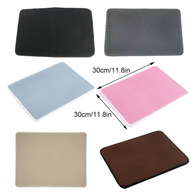mmirethe Soft And Practical Cat Accessories Easy To Clean Safe And Non-Toxic Comfortable And Soft ABS Cat Litter Mat Grey 30*30cm 1Set