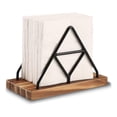 thumbnail image 2 of Servilletero de madera, servilletero de mesa con alambre de metal negro para interiores y exteriores, hogar, comedor, descanso, negro y marrón, 2 of 5