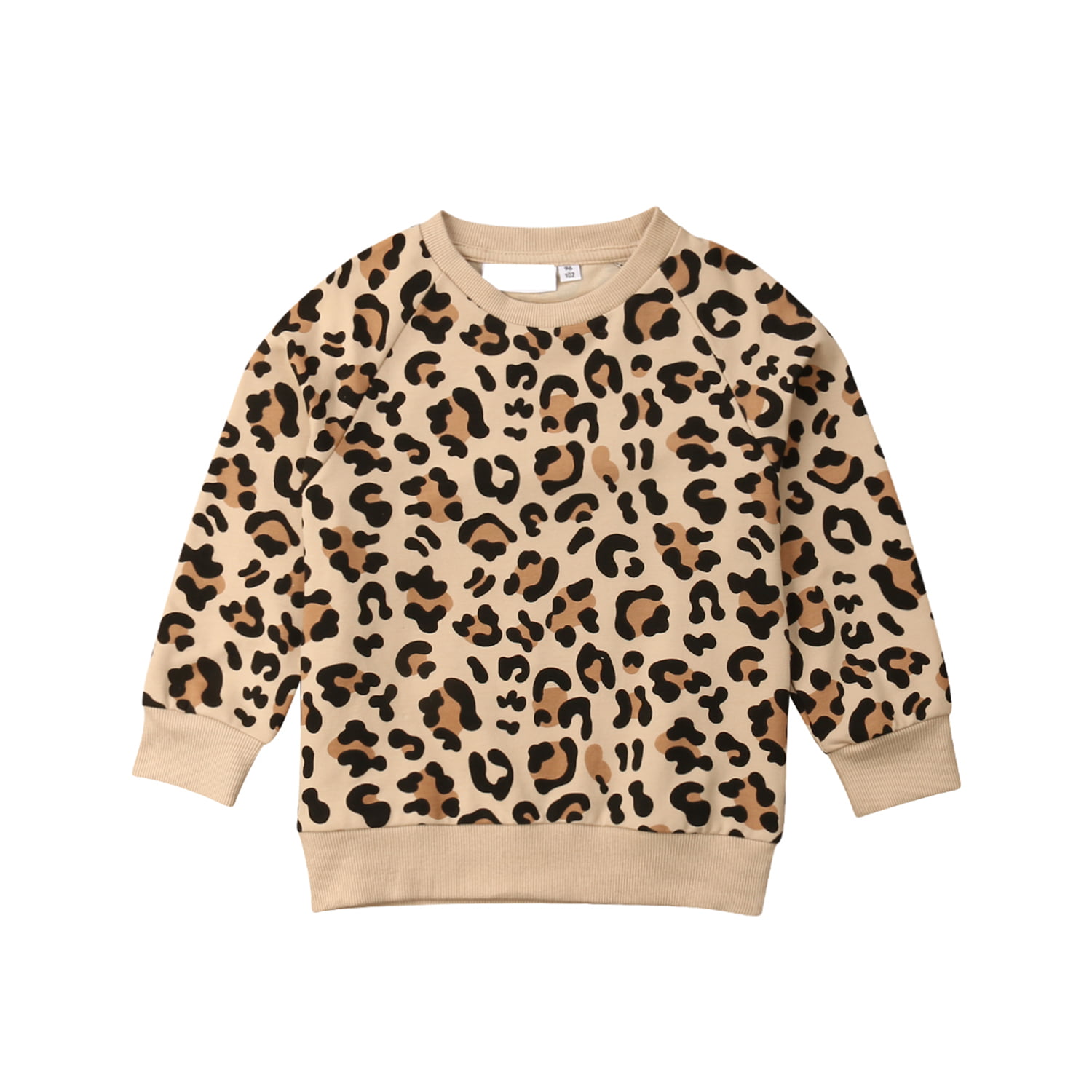 Shawnlen Infant Little Girl Winter Spring O Neck Long Sleeve Leopard Print Cotton Pullover Sweatshirt Tops