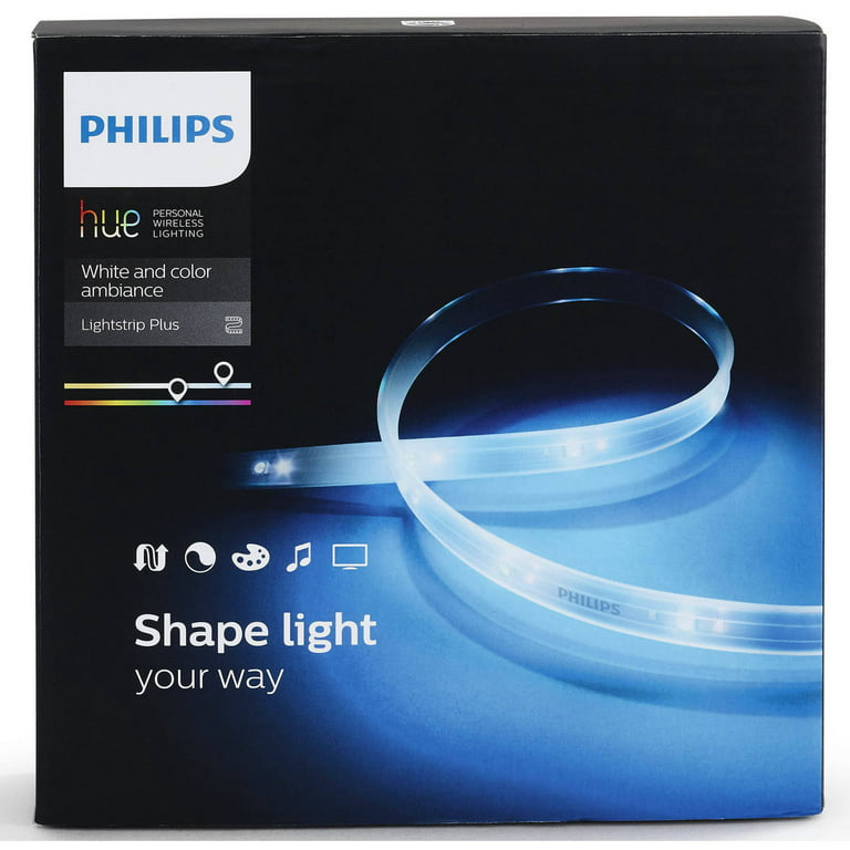 Rummet Tick hugge Philips Hue White and Color Ambiance Smart Lightstrip Plus, 2m LED -  Walmart.com