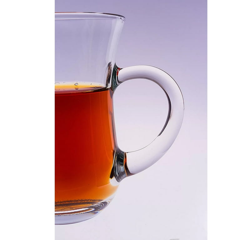 PASABAHCE G4U Clear Glass Coffee Tea Cups with Handle, Coffee Tea Service  Mugs Set of 6, 4.75 oz