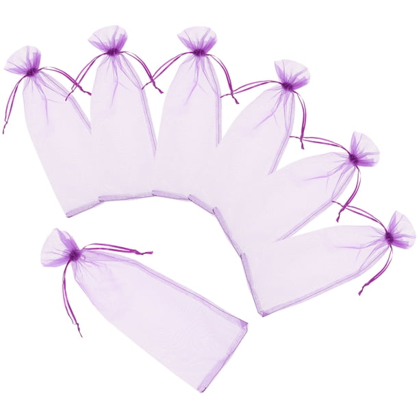 10 bolsas de regalo de organza transparente para botellas de vino (moradas)