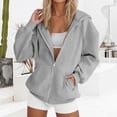 thumbnail image 5 of LIIPEE Womens Zip Up Hoodie Long Sleeve Solid Color Hooded Sweatshirt With Pockets Ladies Comfortable Breathable Everyday Sweatshirts,S, 5 of 6