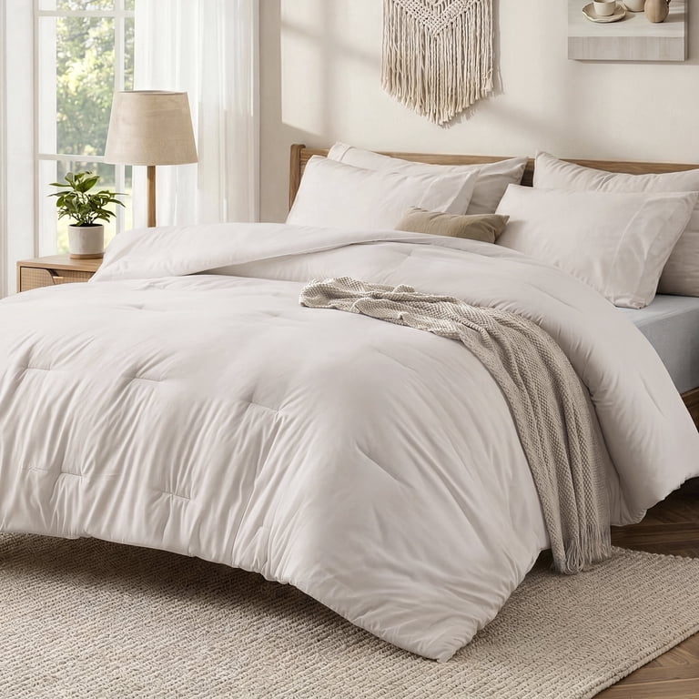 Down Alternative Queen Comforter Set, 3-Piece, Beige photo 1