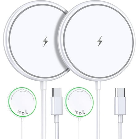 2 Pack Magnetic Wireless Charger iPhone 15W Max Fast Apple Mag-Safe Charger for iPhone 15/14/13/12 Series Wireless Charging Pad with Rear USB sleep light for AirPods 3/Pro/Pro 2 (No Adapter)