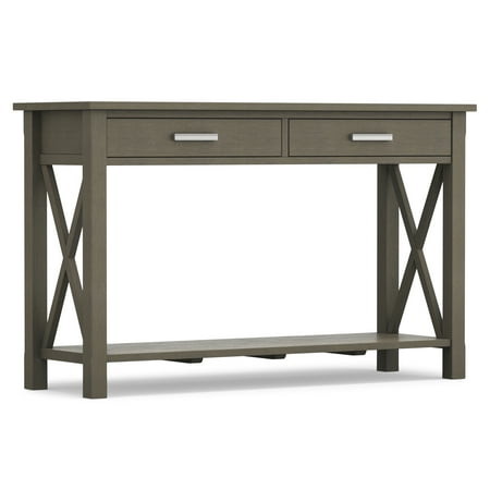 Simpli Home - Kitchener Rectangular Contemporary Wood 2-Drawer Console Table - Farmhouse Gray