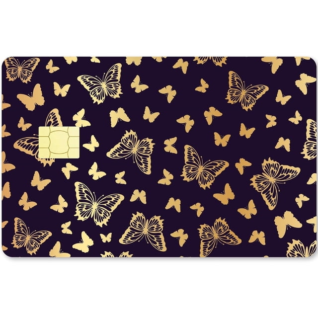 Gold Butterfly Credit Card Skins Debit Card Skin Sticker Covering Personalizing Bank Card Protecting Decals Waterproof Removable No Bubble Slim for Transportation Key Card Black 7.3x5.4Inch
