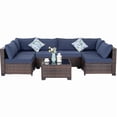 thumbnail image 2 of Howcool 7-Piece All-Weather Wicker Rattan Outdoor Patio Furniture Set,Modular Patio Conversation Furniture Set with Thick Cushions & Tempered Glass Table, 2 of 9