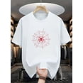 thumbnail image 1 of [Trendy Style] Men's Casual Spider Web Graphic Tee - Comfortable Short Sleeve T-Shirt, Dark Color with Red Spider Web Design, Lightweight Cotton Fabric, Perfect for Casual Attire, Everyday Tshirt, 1 of 6