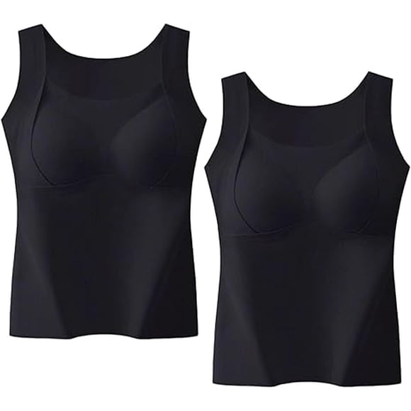 Thickened Warm Tank Top with Shelf Bra, Women's Thermal Tank Tops, 2 in 1 Thermal Tanks Tops Built-in Bra Thermals Underwear