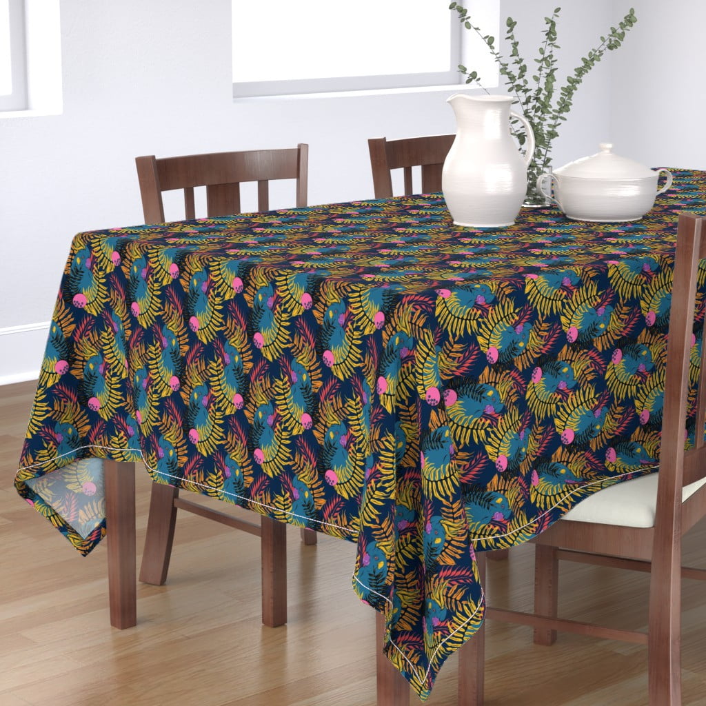 Birds In Cherry Trees by margaret/_ann/_missman/_designs Rococo Parisian Cotton Sateen Tablecloth by Spoonflower Romantic Tablecloth