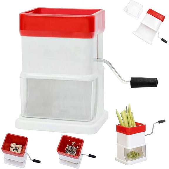 QenASHaing Manual Stainless Steel Vegetable Chopper and Grater with Collection Box, Multifunction Fruit Nut Dicer for Home Kitchen Use