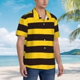 thumbnail image 5 of Bixox Men's Hawaiian Shirts Men's Bee Stripe Print Short-Sleeve Shirt-Medium, 5 of 8