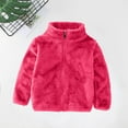 thumbnail image 2 of fatyb Girls Boys Fuzzy Fleece Jacket Full Zip Stand Collar Outerwear Warm Soft Kids Fall Winter Coat, 2 of 3