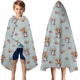 thumbnail image 3 of Lightblue Highland Cow Flower Bucket Pattern Hooded Bath Towel，50"x30" for Ages 3 To 12 Kids, Quick Dry Lightweight Soft Microfiber Hood Beach Towel Cover Up for Kids, 3 of 7
