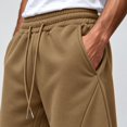thumbnail image 4 of Men's Wide Leg Pants Baggy Polyester Elastic Waist Loose Fit Streetwear Trousers with Pockets | Zenithor,Khaki L, 4 of 6