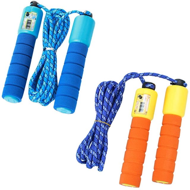 2PCS Rope Skipping Soft Jump Rope Plastic Jump Rope Adjustable Tangle Free Cotton Skipping Ropes for Men Women Kids Ideal for Speed Jumping Training Workout Weight Loss Keeping Fit, Blue Orange