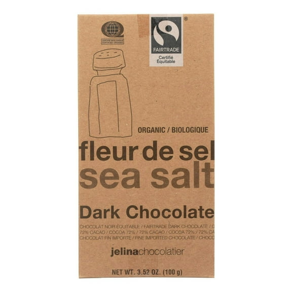 Jelina Chocolatier Dark Sea Salt Chocolate Bar 3.52 oz (Pack of 8)