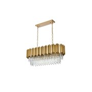 Elegant Lighting Willow 36 Rectangular Chandelier in Satin Gold
