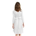 thumbnail image 2 of Zaldita Kids Flower Girl Lace Chiffon Dress Long Sleeve High-Low Hem Junior Bridesmaid Dresses Ivory 10, 2 of 7