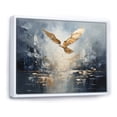 thumbnail image 2 of Designart "Bird Soaring Above the Ocean in Gold I" Animals Framed Wall Art - Traditional Gold Bird Tree Bedroom Framed Canvas Wall Art, 2 of 6