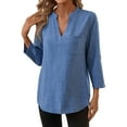 thumbnail image 2 of Njagoc3 Womens Solid Color Denim Shirt, Button-Down, Long Sleeve, Casual Fall & Winter Top, 2 of 6