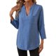 thumbnail image 2 of Tops básicos para mujer,Camiseta de mujer con cuello en V, manga corta, panel de malla, mezcla de poliéster, corte informal y cómodo, uso diario, sopatenor, 2 of 6