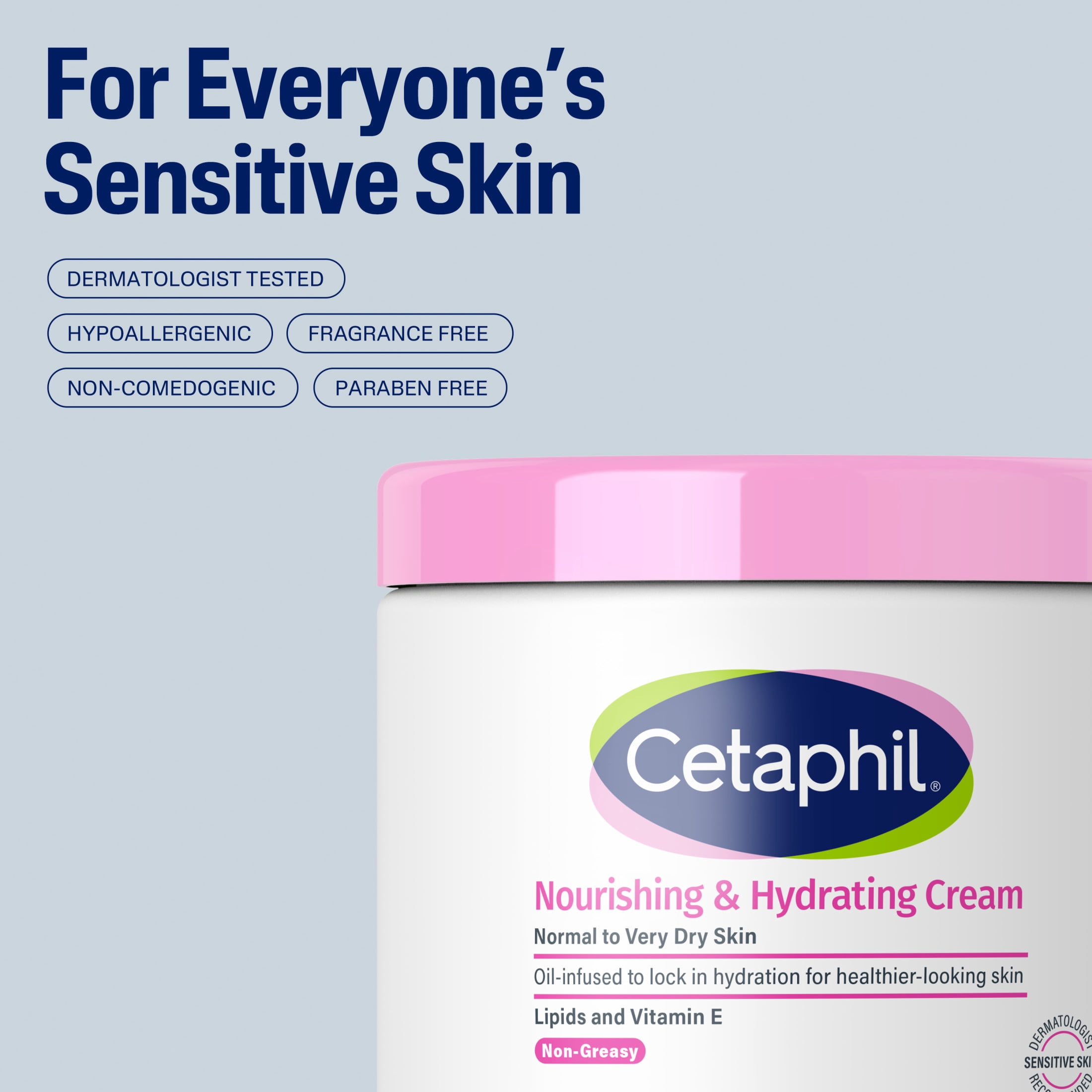 Cetaphil Nourishing & Hydrating Cream, Oil-Infused Body Cream for Normal to Very Dry Skin, 16 oz, Lipids & Vitamin E, 72 Hour Hydration, Non-Greasy