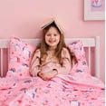 thumbnail image 6 of Joyfy Kids Twin Sheet Set 3pcs Unicorn Pink Bedding Set with Flat Sheet, Fitted Bed Sheet & Pillowcases, 6 of 8