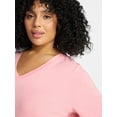 thumbnail image 4 of Terra & Sky Women's Plus Size V Neck Tee with Short Sleeves, Size 0X-4X, 4 of 5