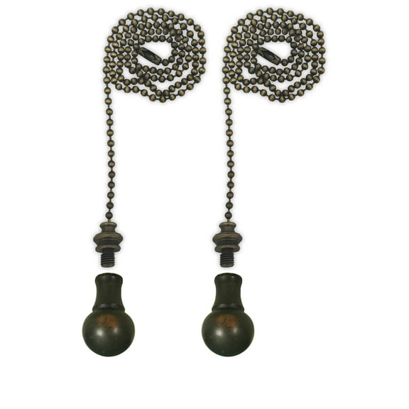 Royal Designs Fan Pull Chain with Small Ball Finial – Antique Brass – Set of 2