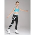 thumbnail image 6 of TiaoBug Kids Girls Colorblock Stretchy Sports Bottoms Ice Skating Tights Leggings Pants for Training Competition Light Blue 12, 6 of 7