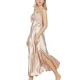 thumbnail image 5 of Defitshape Women's Silk Lace Sleeveless Satin Nightgown Dress Long Chemise Lingerie Sleepwear Khaki US M (Tag2XL), 5 of 5