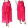 thumbnail image 3 of 35.4in 120D Chiffon Women's Belly Dance Skirt with Coins,Rose, 3 of 11