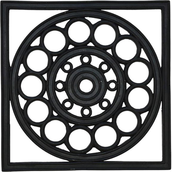 HomeRoots 632533 16 x 16 in. Black Square Outdoor Rubber Door Mat