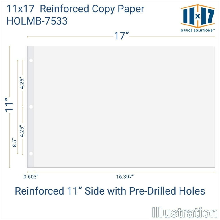 Ream of 11x17 Reinforced paper for 3 ring binder