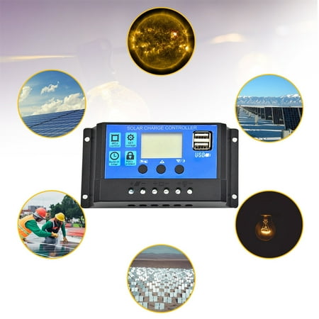 

Solar Charge Controller 10A 12V/24V Solar Panel Charge Controller With USB Port LCD Display Compatible With Sealed Gel And Flooded Batteries