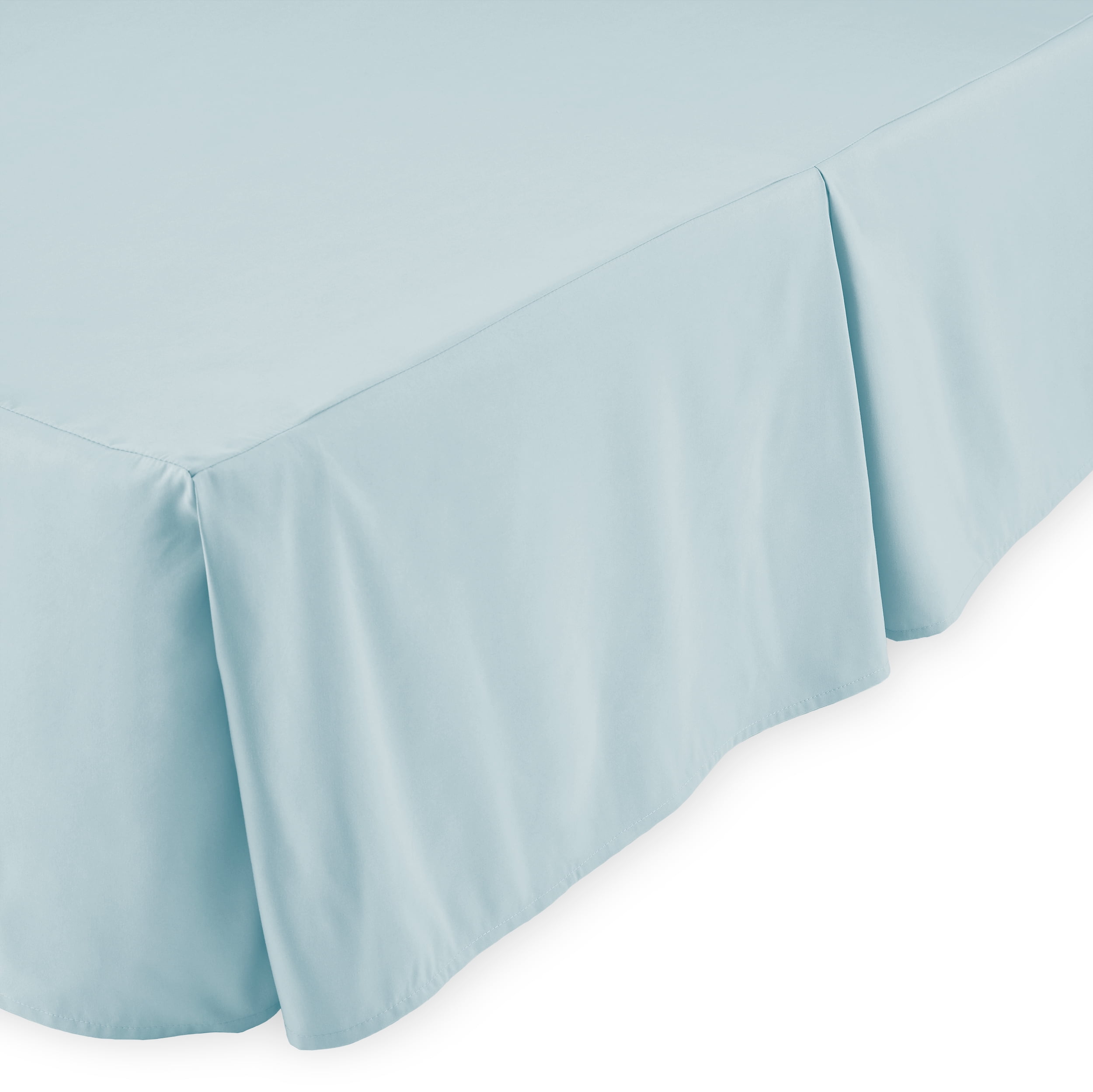 Bare Home Bed Skirt, Microfiber, Pleated, 15" Tailored Drop, King, Light Blue