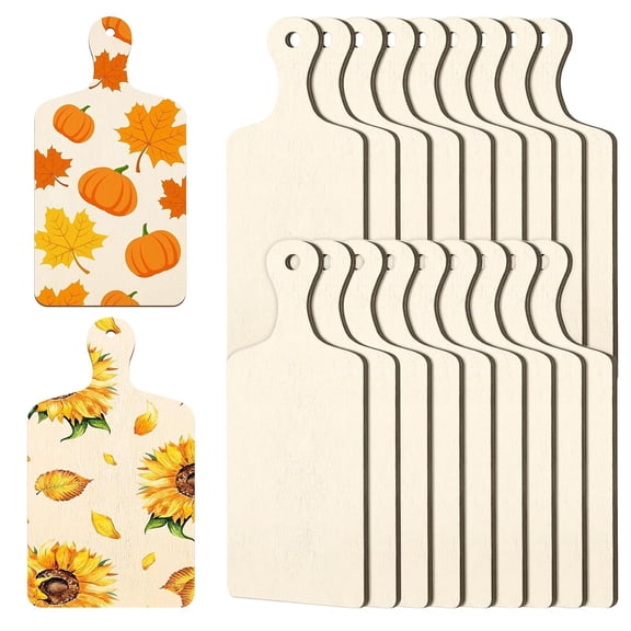 GIRACOA 20 Pcs Mini Unfinished Wood Cutting Boards for Crafts - 9.5 × 5 in Small Wooden Paddle Boards with Handle & Hanging Hole- Bulk Blank Wood for DIY Painting, Wood Burning, Mini Decor