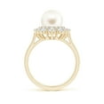 thumbnail image 2 of ANGARA Freshwater Cultured Pearl & Graduated Diamond Halo Ring in 14K Yellow Gold for Women | June Birthstone, Birthday, Anniversary, Jewelry Gift for Women | Pearl Ring, 2 of 9