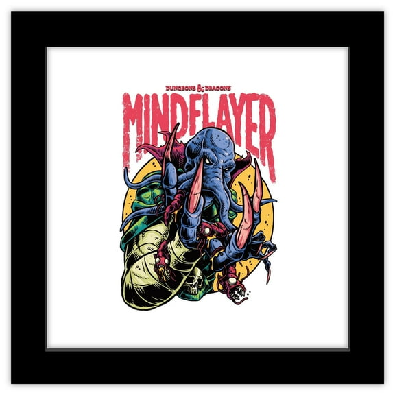 Gallery Pops Dungeons & Dragons - Black Light Mindflayer Wall Art, Black Framed Version, 12" x 12"