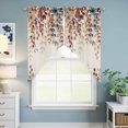 thumbnail image 6 of Orange Eucalyptus Leaves Kitchen Window Curtains, Swag Curtains Valance for Bedroom Living Room Bathroom, Botanical Fall Rustic Beige Rod Pocket Window Treatment Curtain Block Drapes 2 Panels 36"x45", 6 of 9