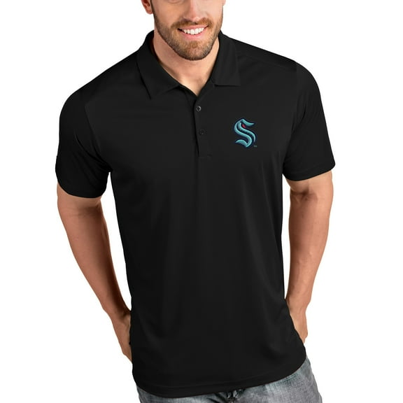 Men's Antigua Black Seattle Kraken Tribute Polo