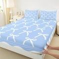 thumbnail image 3 of Castle Fairy Adults Female Men Cute Bow-Tie Twin Sheet Sets 3pcs,Dreamy Princess Bow Twin Fitted Sheet Microfiber,Cartoon Ribbon Bow Knot Breathable Flat Sheet,Breathable Home Decor, 3 of 7